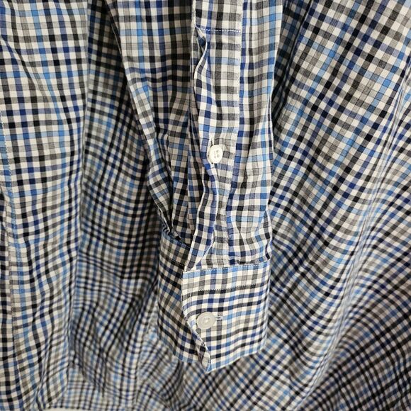 Billy Reid Shirt Mens Large Blue Plaid Check Button Down Longsleeve Standard Cut - Picture 4 of 10